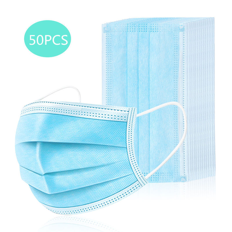 Earloop descartável respirável o quarto desinfetado médico azul e branco de máscara protetora